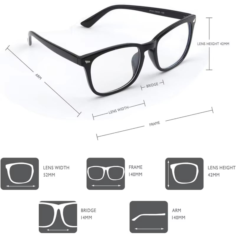 Blue Light Blocking Glasses for Men and Women - Matte Black and Transparent Fashionable Eyewear for Gaming and PC Use