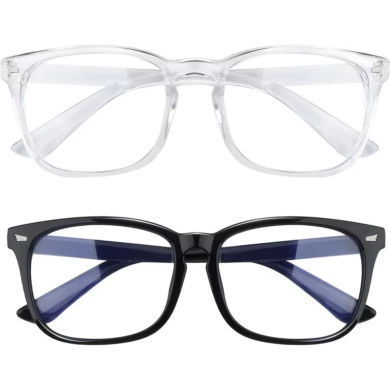 Blue Light Blocking Glasses for Men and Women - Matte Black and Transparent Fashionable Eyewear for Gaming and PC Use