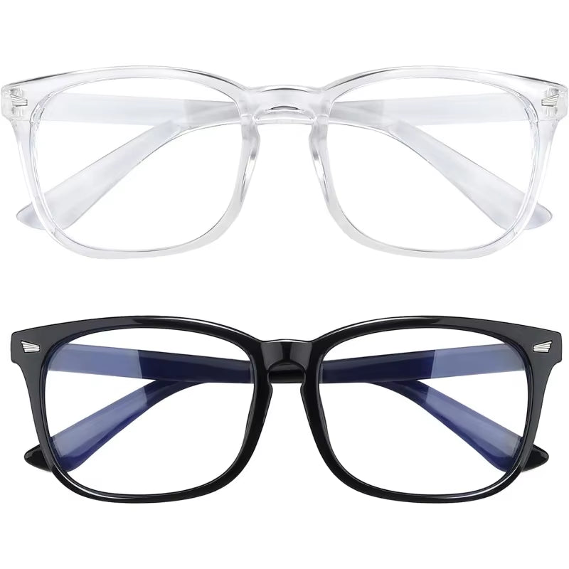 Blue Light Blocking Glasses for Men and Women - Matte Black and Transparent Fashionable Eyewear for Gaming and PC Use
