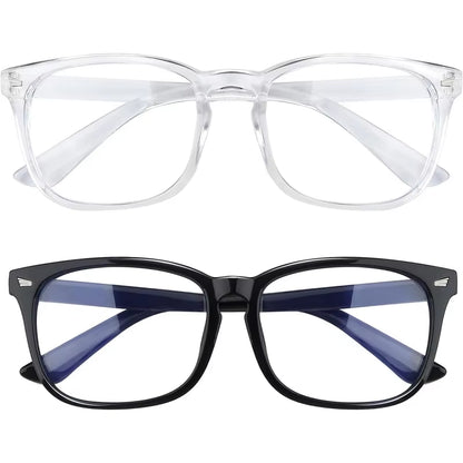 Blue Light Blocking Glasses for Men and Women - Matte Black and Transparent Fashionable Eyewear for Gaming and PC Use