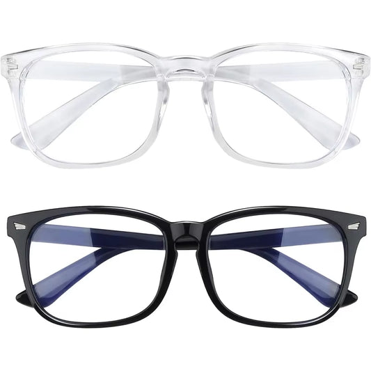 Blue Light Blocking Glasses for Men and Women - Matte Black and Transparent Fashionable Eyewear for Gaming and PC Use